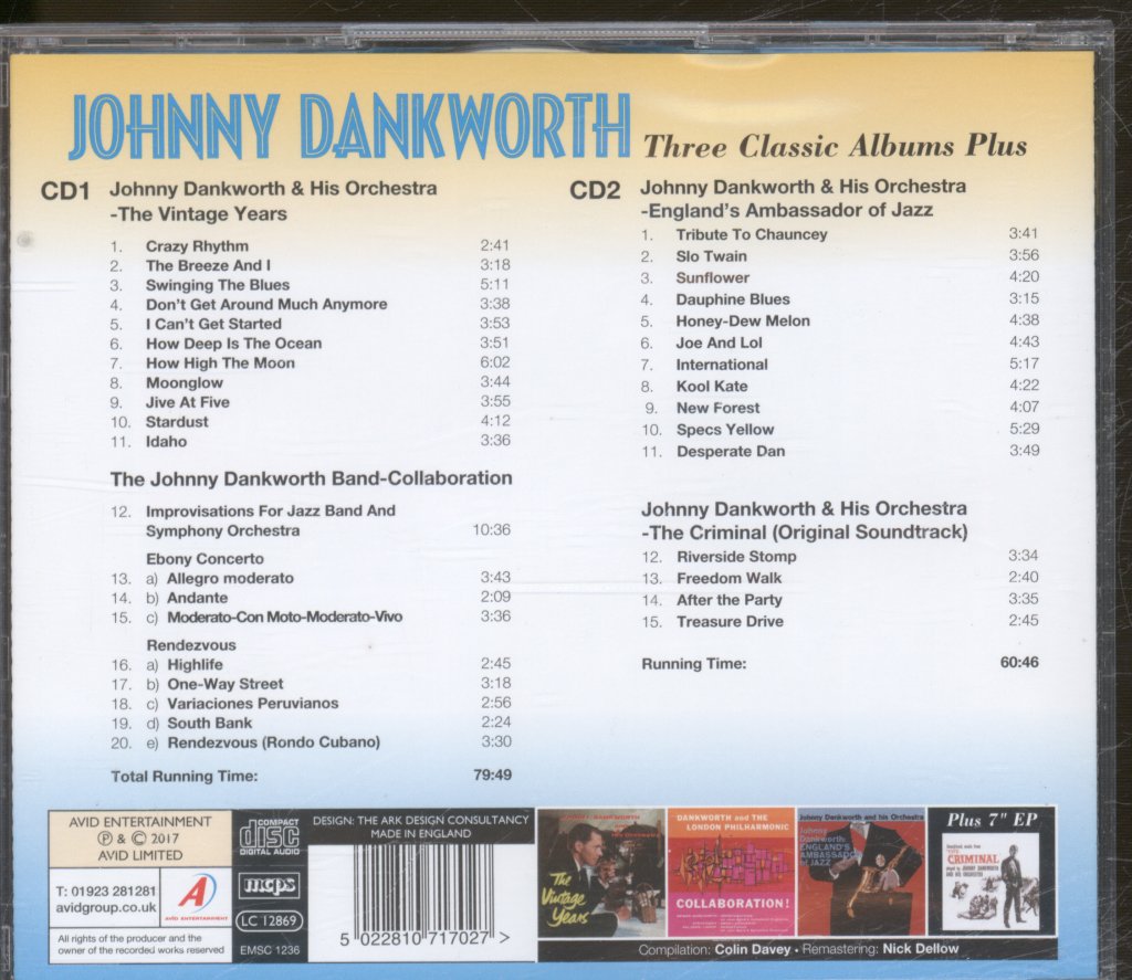 Johnny Dankworth - THREE CLASSIC ALBUMS PLUS - Double Cd