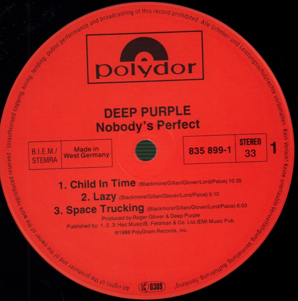Deep Purple - Nobody's Perfect - Double Lp