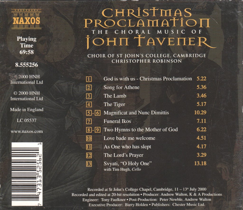 John Tavener - Christmas Proclamation (The Choral Music Of John Tavener) - Cd