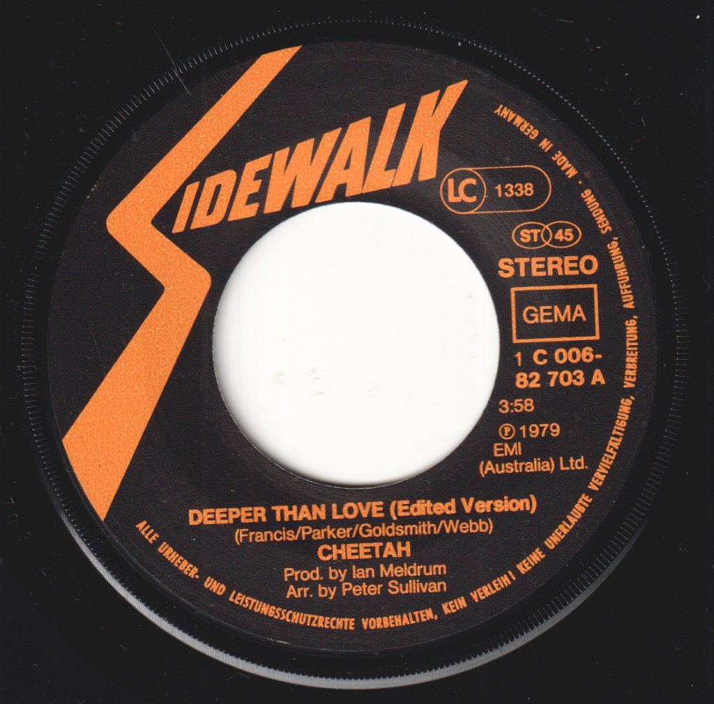 Cheetah (Female Rock Group) - Deeper Than Love - 7 Inch