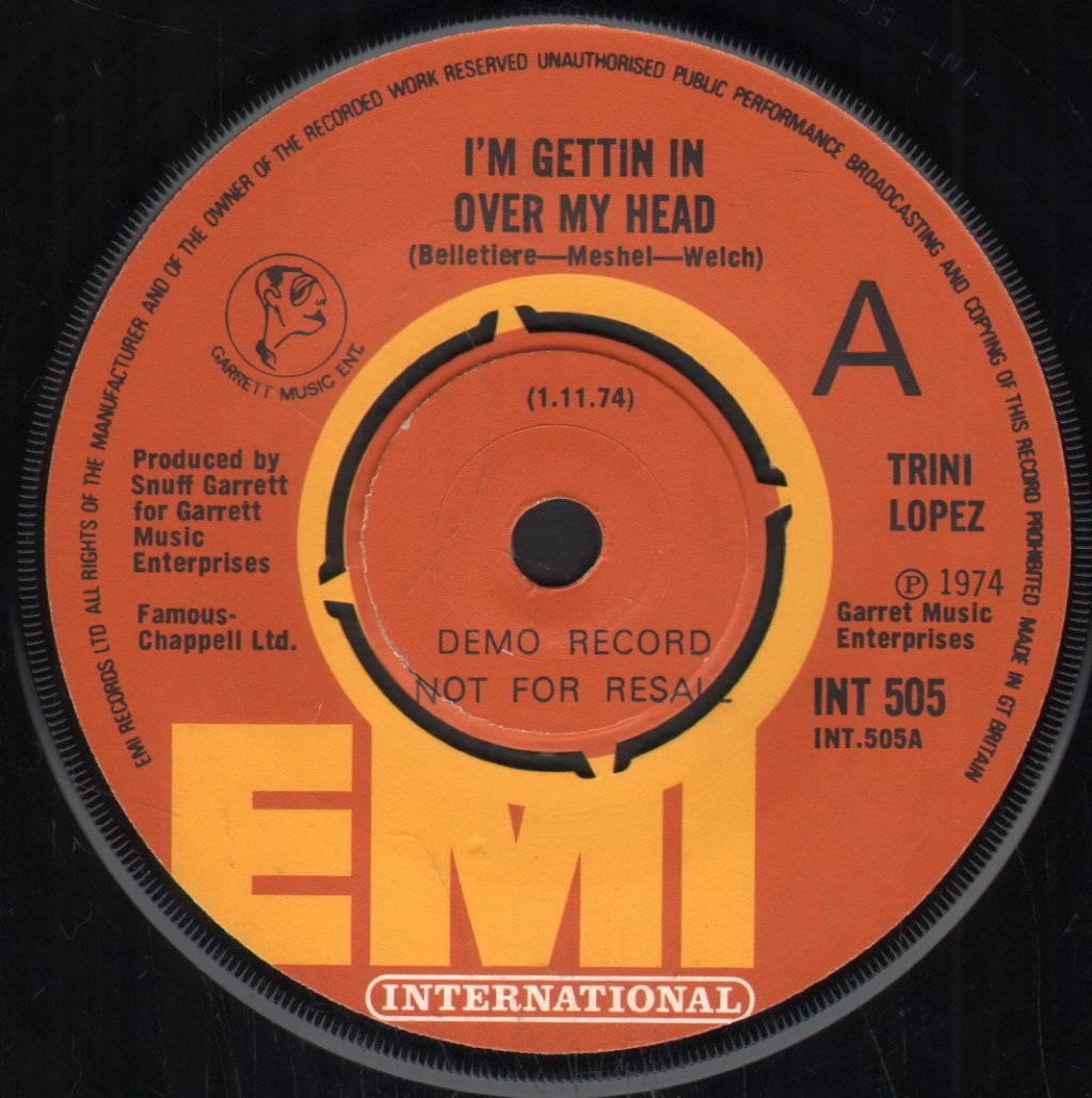Trini Lopez - I'm Gettin' In Over My Head - 7 Inch