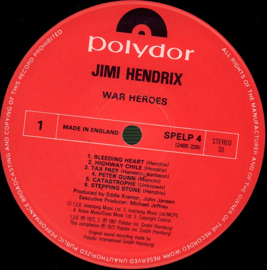 Jimi Hendrix - War Heroes - Lp