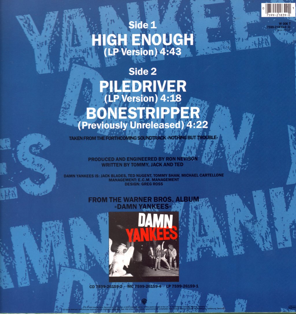 Damn Yankees - High Enough - 12 Inch