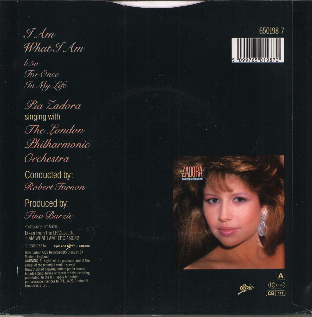 Pia Zadora - I Am What I Am - 7 Inch