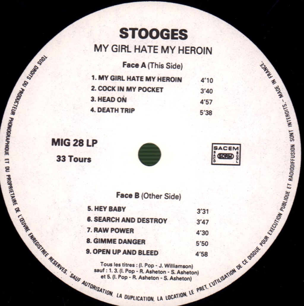 Stooges - My Girl Hates My Heroin - Lp
