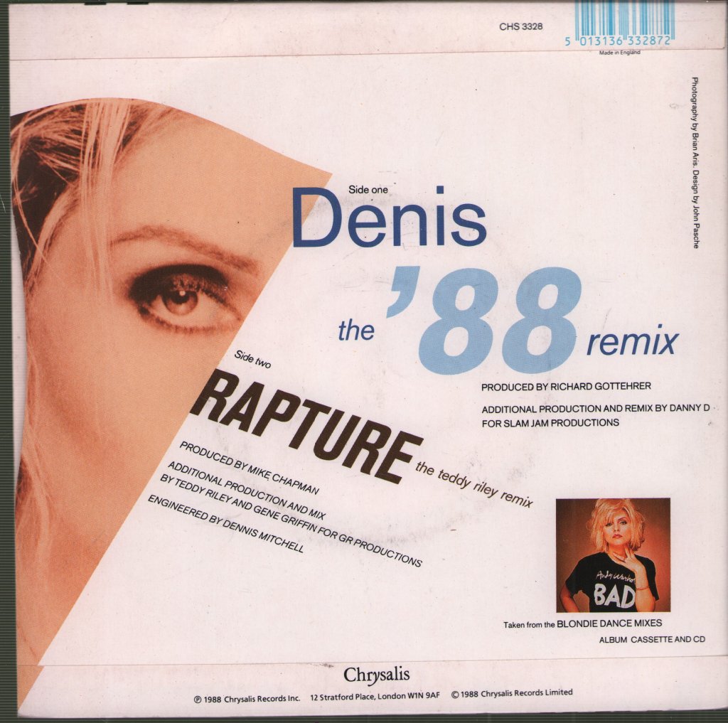 Blondie - Denis (The '88 Remix) / Rapture (The Teddy Riley Remix) - 7 Inch