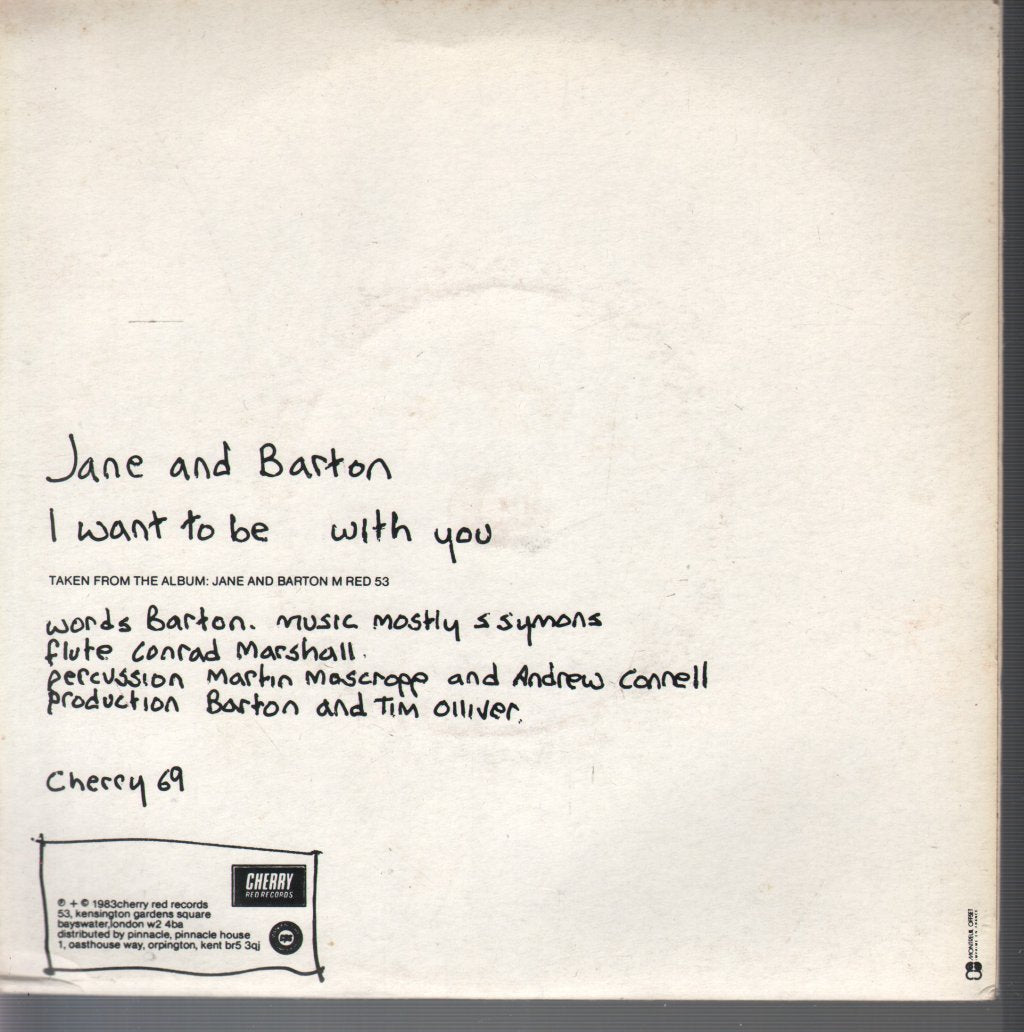 Jane And Barton - I Want To Be With You - 7 Inch