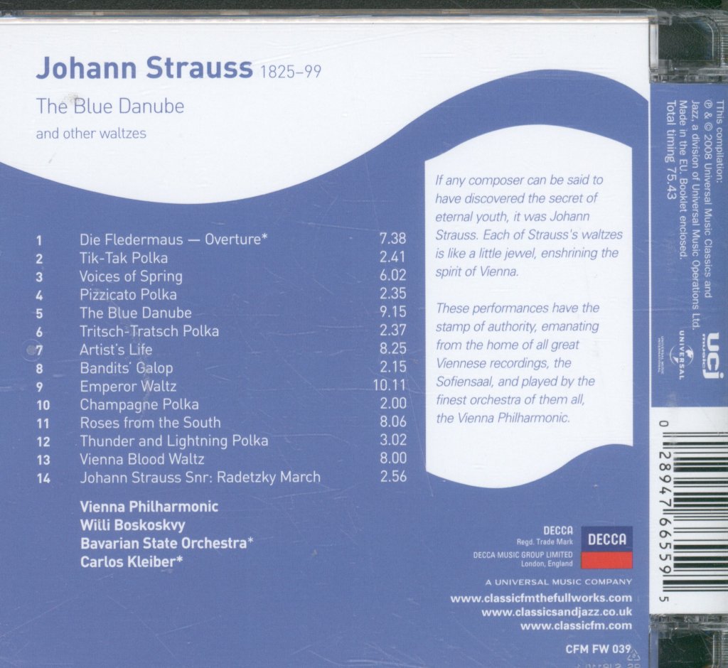 Various Artists - Strauss -  Blue Danube and Other Waltzes - Cd