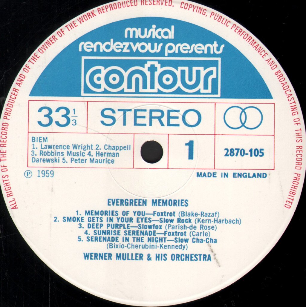 Werner Muller and his Orchestra - Evergreen Memories - Lp