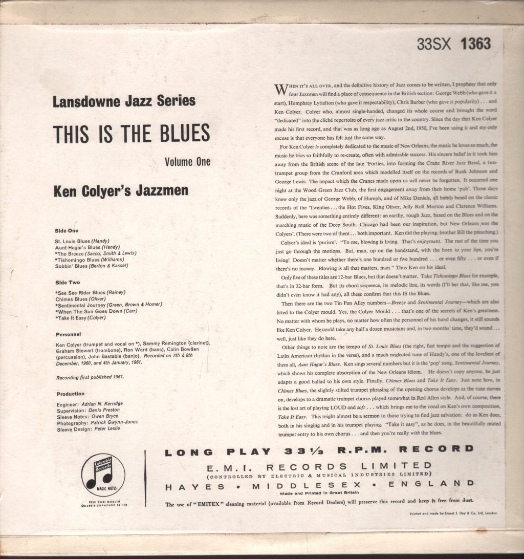 Ken Colyer's Jazzmen - This Is The Blues Volume 1 - Lp