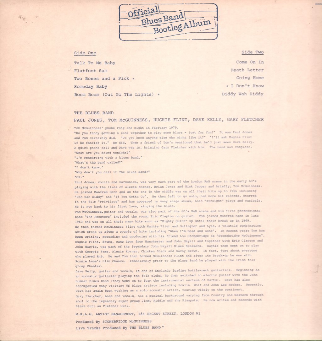 Blues Band - Blues Band Official Bootleg Album - Lp