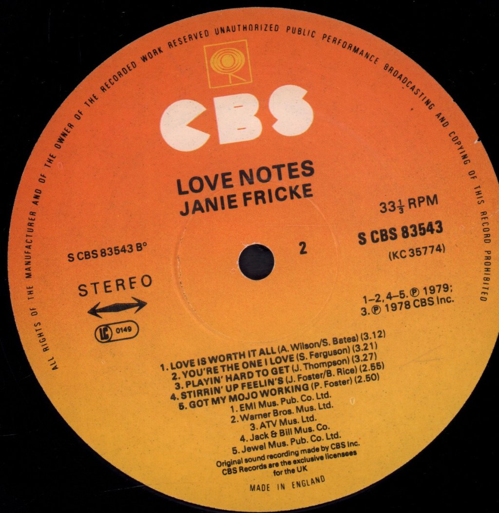 Janie Fricke - Love Notes - Lp