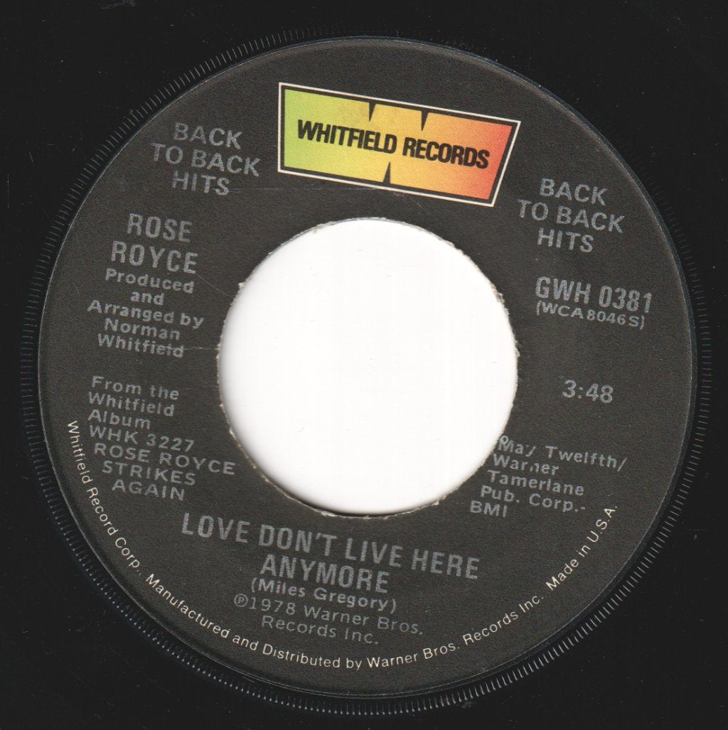 Rose Royce - Wishing On A Star/Love Don't Live Here Anymore - 7 Inch