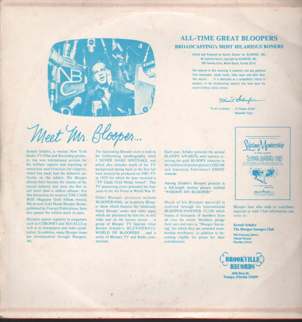 Kermit Schafer - All Time Great Bloopers volume 1 - Double Lp