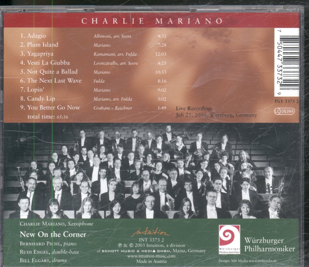 Charlie Mariano Meets The The Würzburg Philharmonic - Not Quite A Ballad - Cd