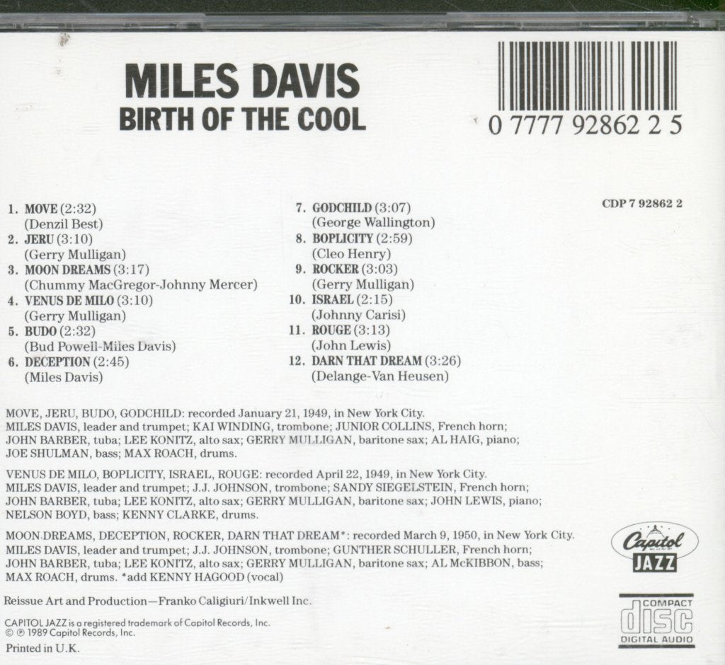 Miles Davis - Birth Of The Cool - Cd