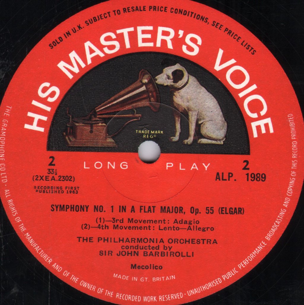 Sir John Barbirolli / Philharmonia Orchestra - Elgar Symphony No.1 - Lp
