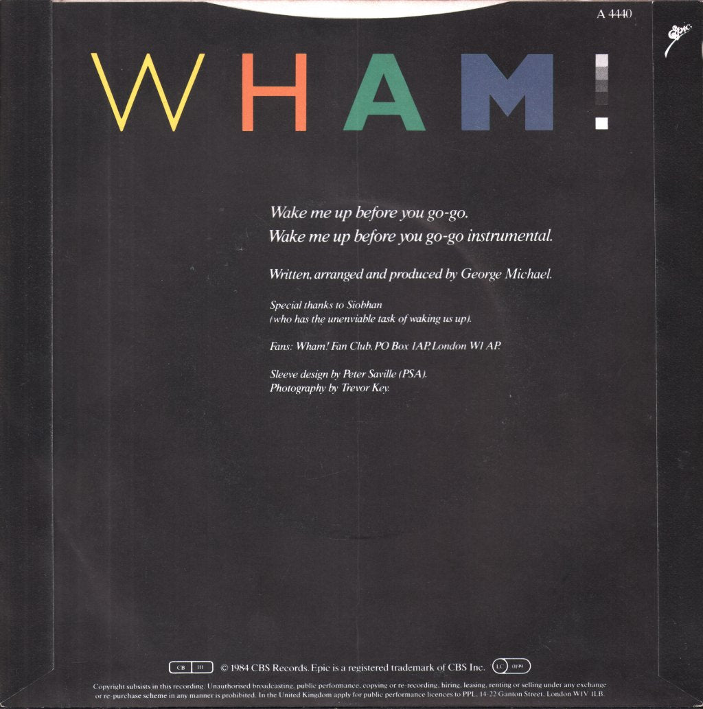 Wham - Wake Me Up Before You Go Go - 7 Inch