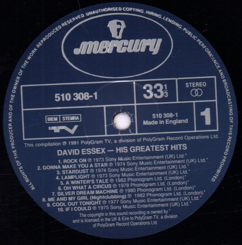 David Essex - His Greatest Hits - Lp