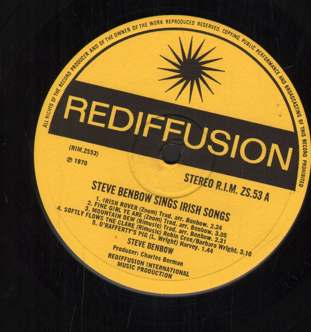 Steve Benbow - Sings Irish Songs - Lp