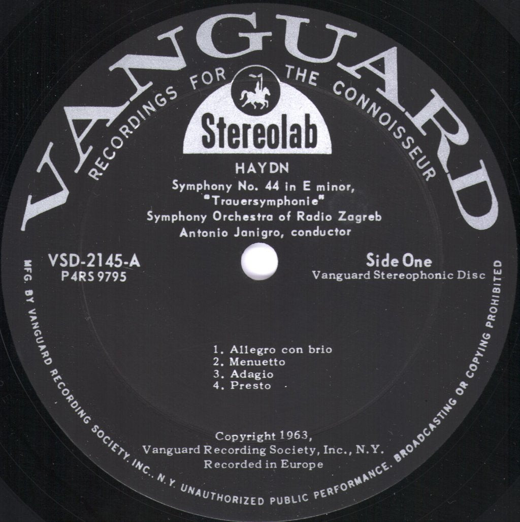 Symphony Orchestra Of Radio Zagreb / Antonio Janigro - Haydn - Sturm Und Drang Symphonies - Lp