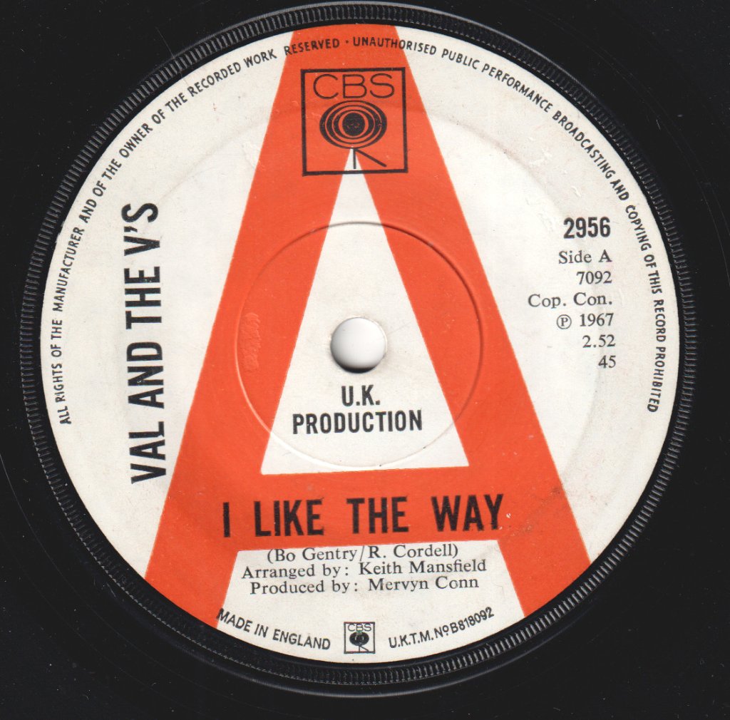 Val And The V's - I Like The Way - 7 Inch