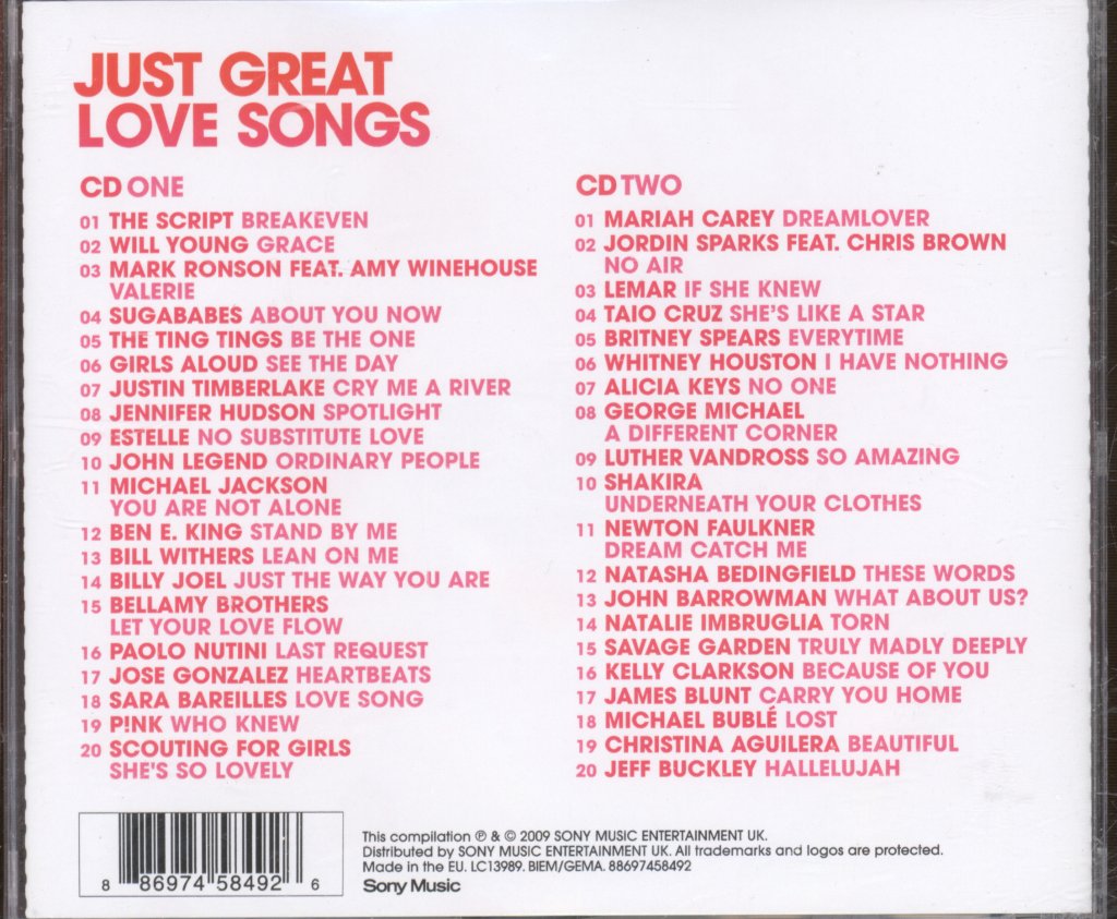 Various Artists - Just Great Love Songs - Double Cd