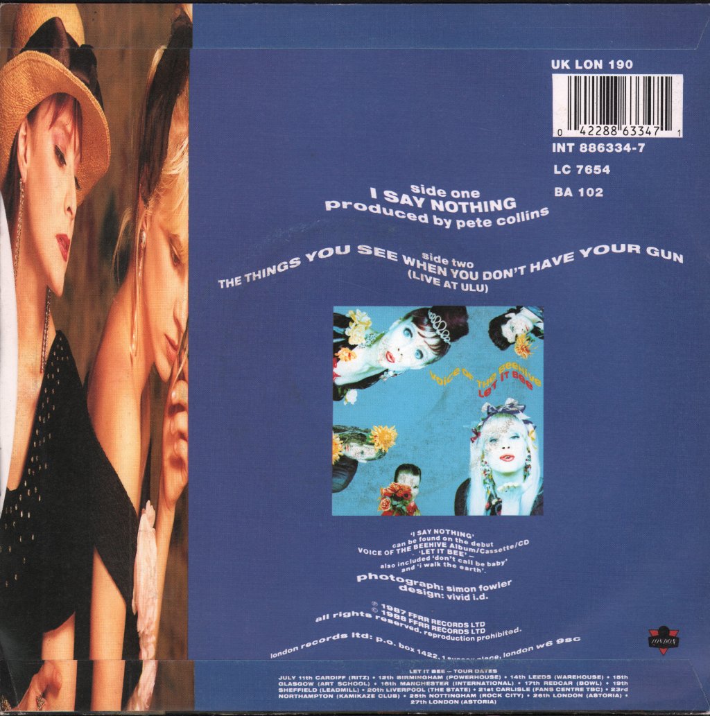 Voice Of The Beehive - I Say Nothing - 7 Inch