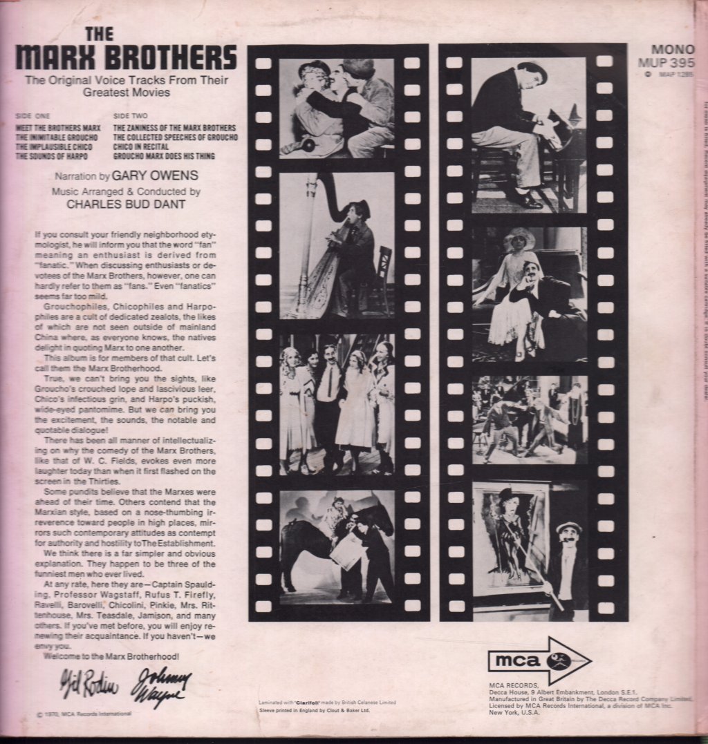 Marx Brothers - Original Voice Tracks From Their Greatest Movies - Lp