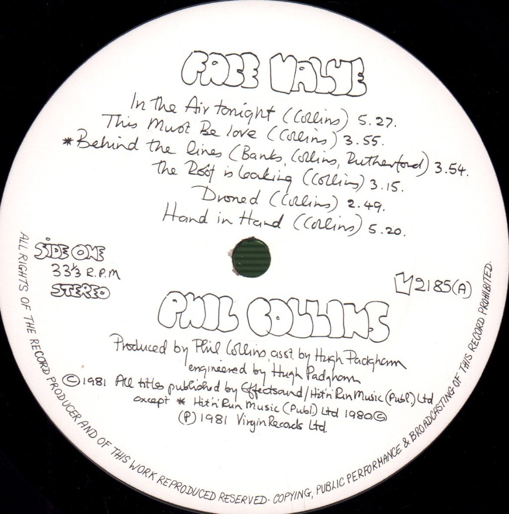 Phil Collins - Face Value - Lp