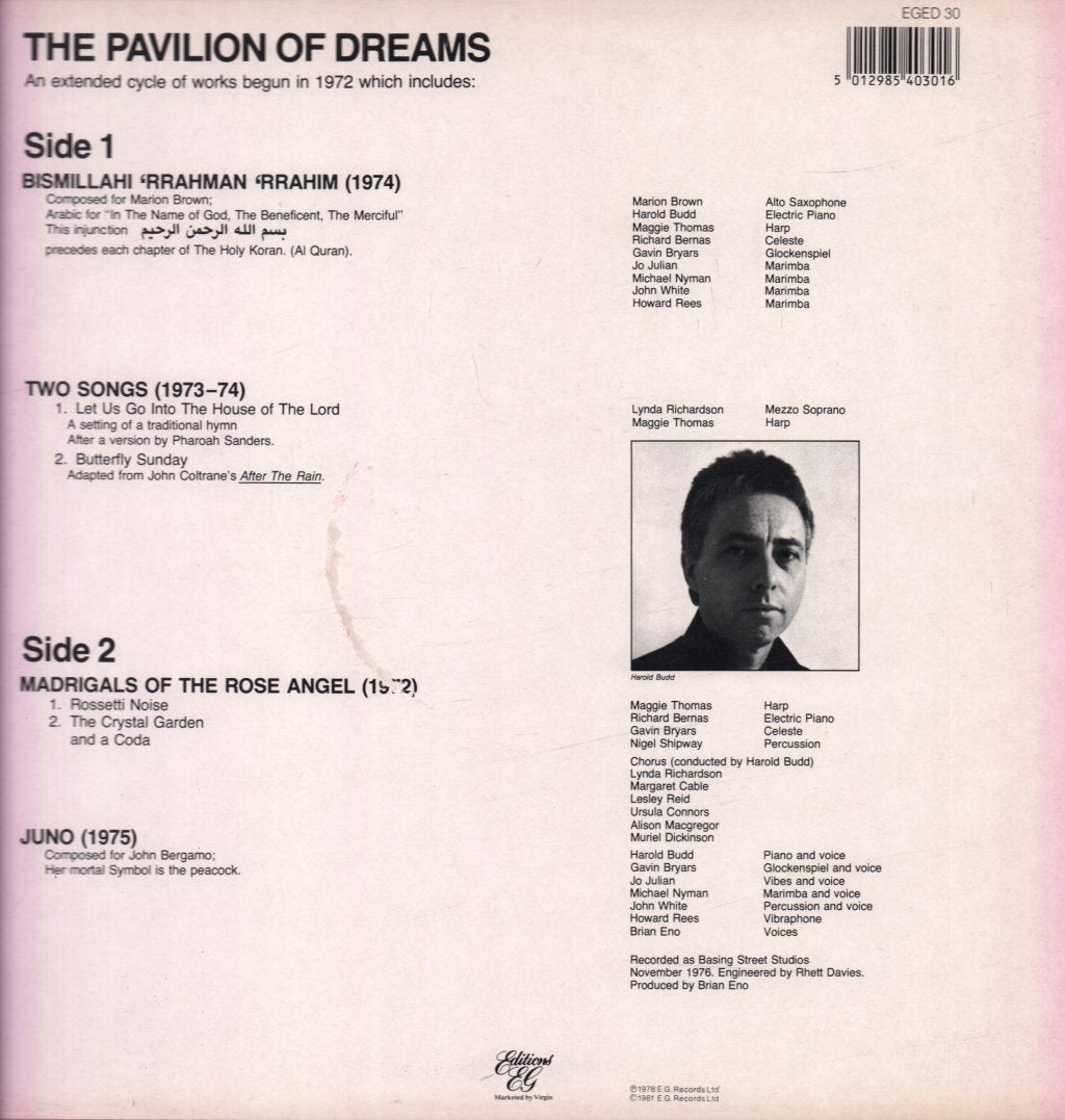 Harold Budd - Pavilion Of Dreams - Lp