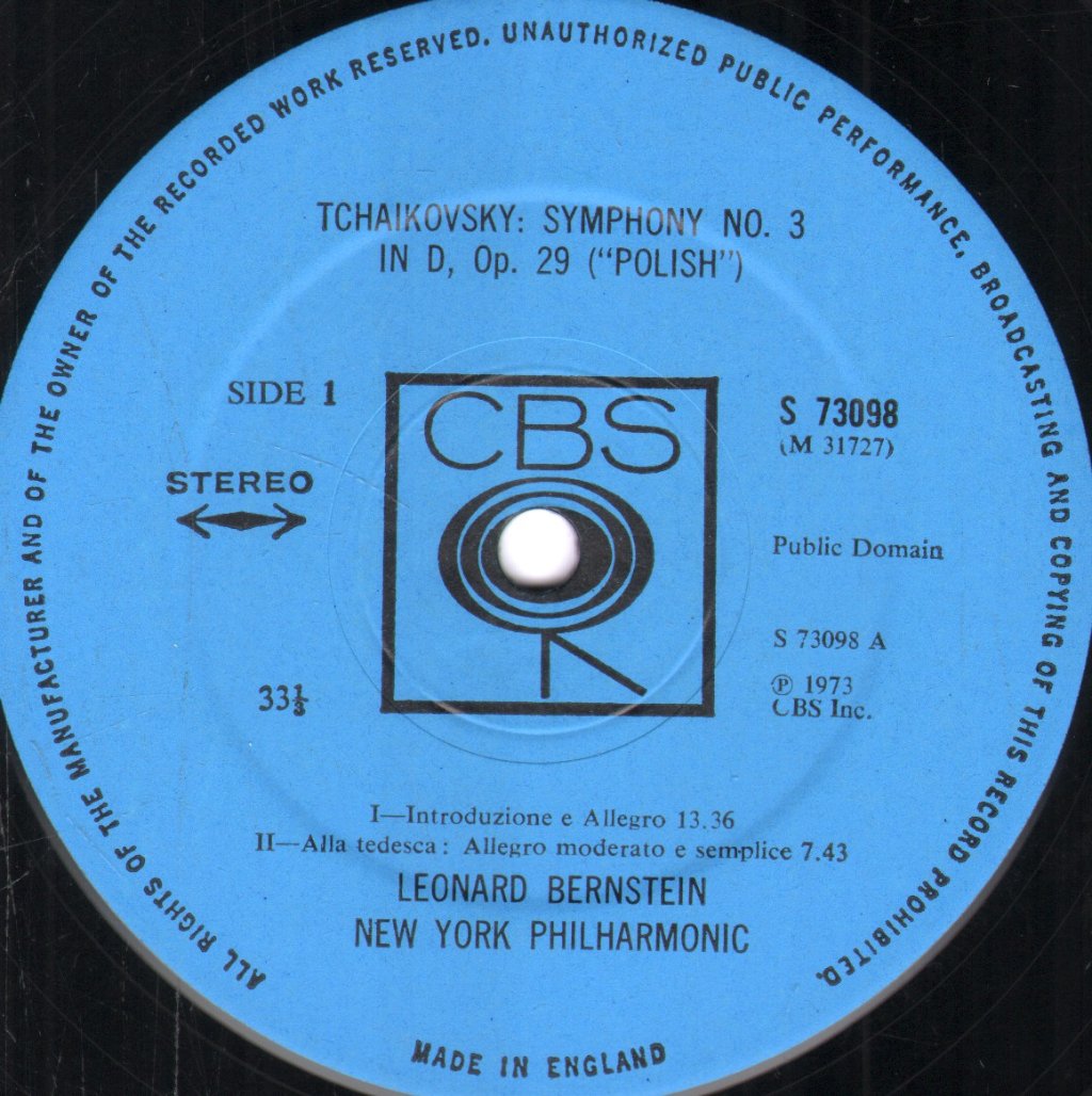 Leonard Bernstein / New York Philharmonic - Tchaikovsky - Symphony No.3 ("Polish") - Lp