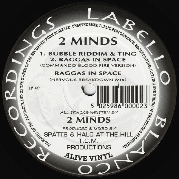 2 minds - Bubble Riddim & Ting / Raggas In Space - 12 Inch