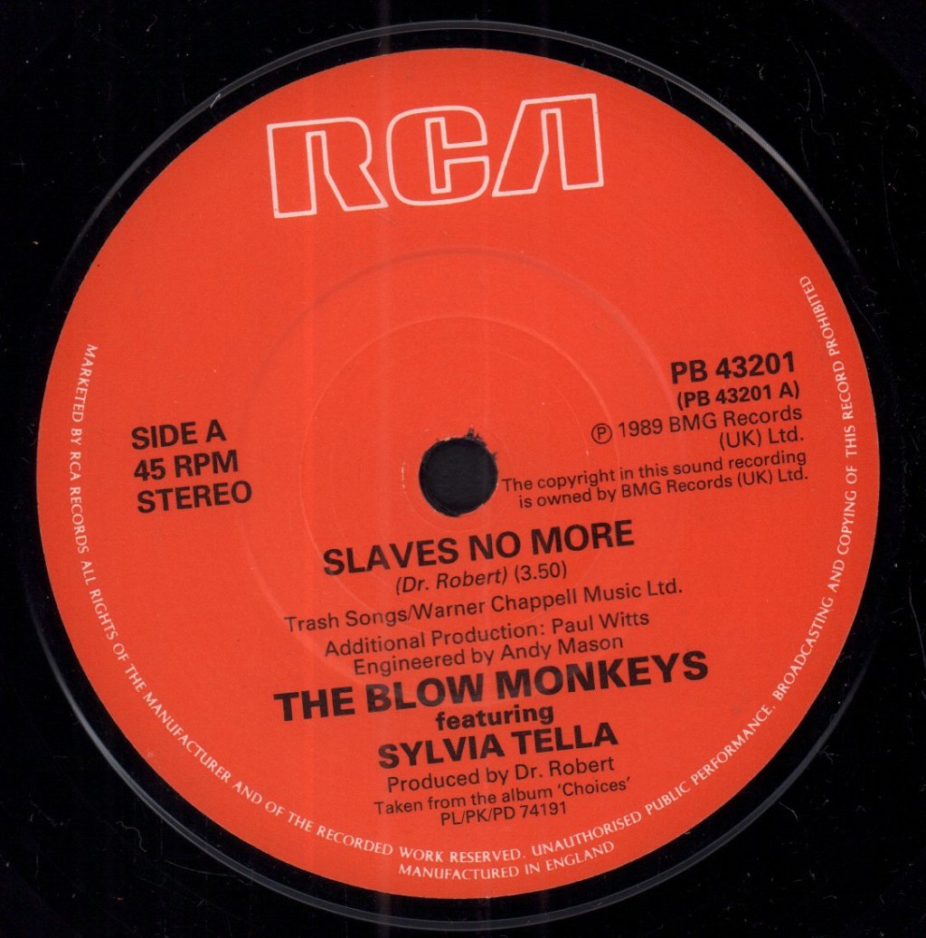 Blow Monkeys - Slaves No More - 7 Inch