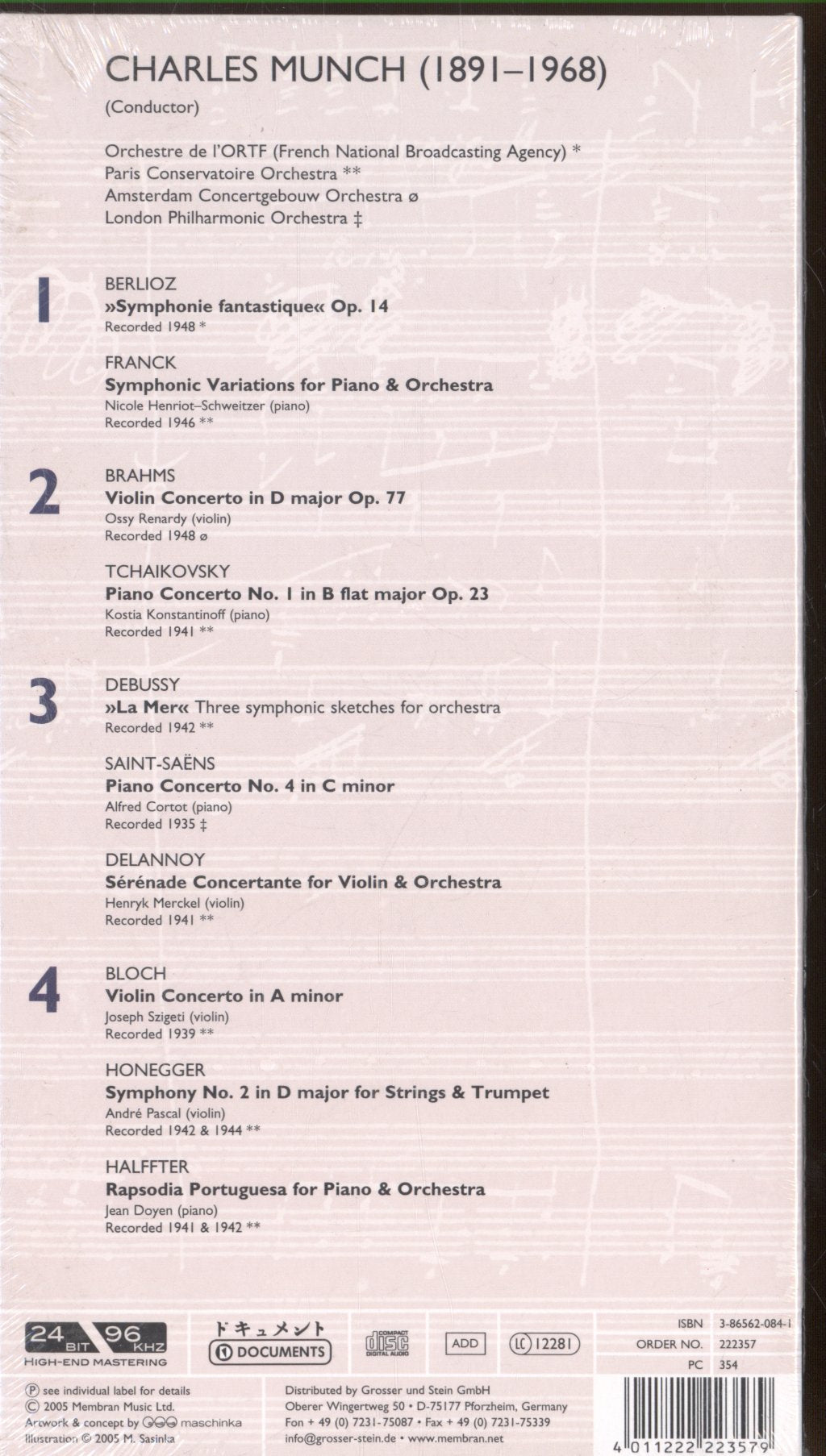 Charles Munch - Berlioz Franck Brahms Tchaikovsky Debussy Saint-Saëns Delannoy Bloch Honegger Halffter - Cd Set