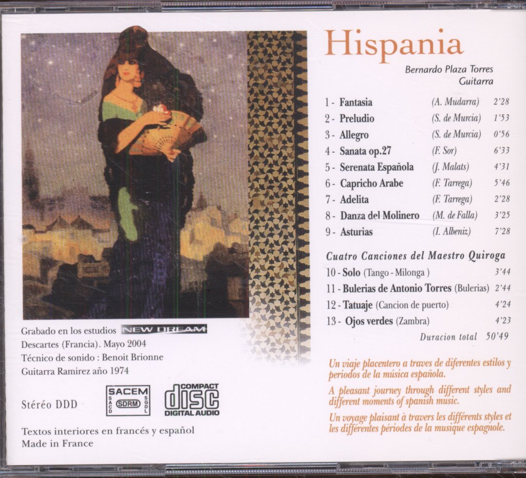 Bernardo Plaza Torres - Hispania (Musica Española Del Sieglo XVI Hasta El Siglo XX) - Cd
