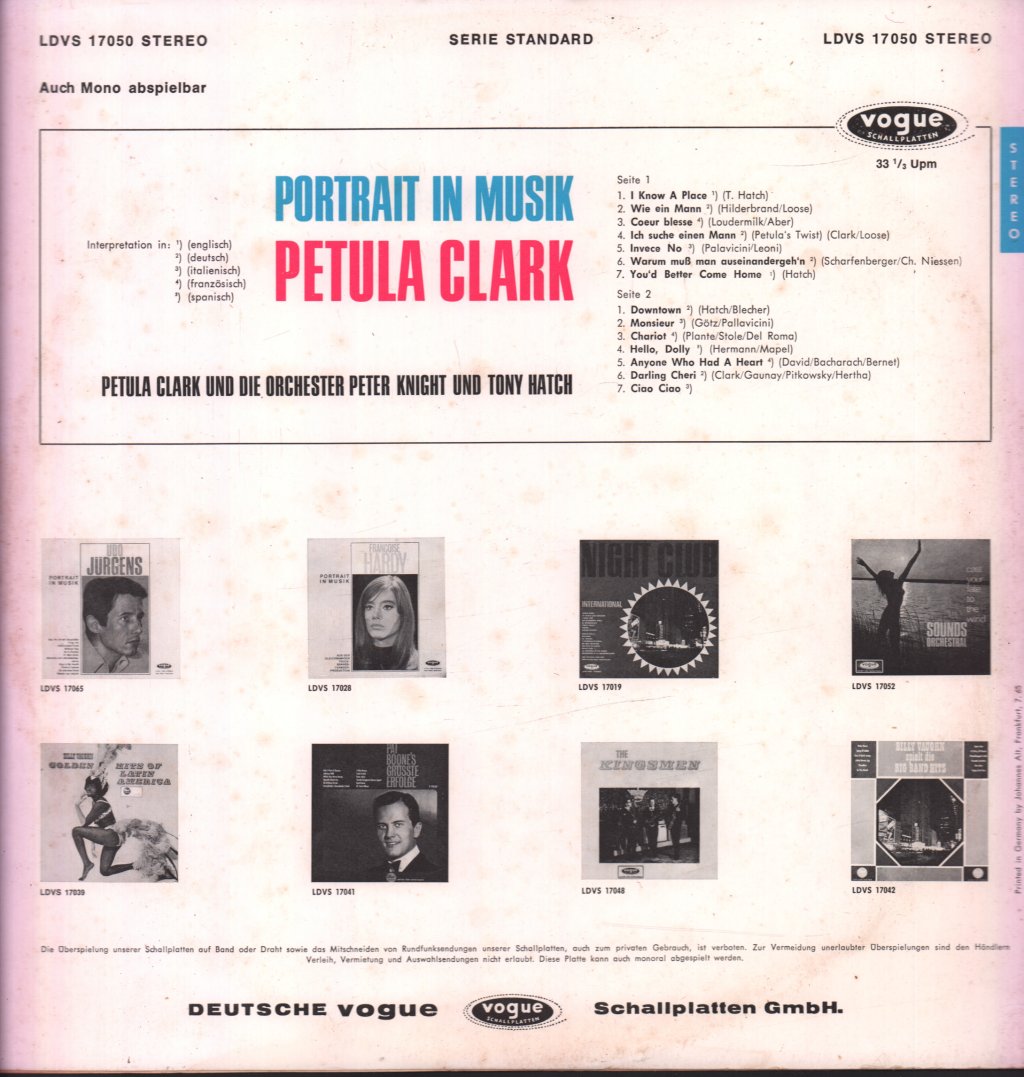 Petula Clark - Portrait In Musik - Lp