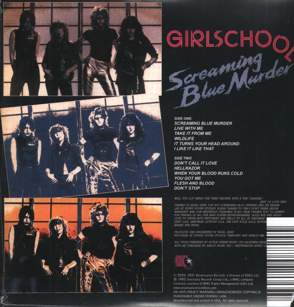 Girlschool - Screaming Blue Murder - Lp