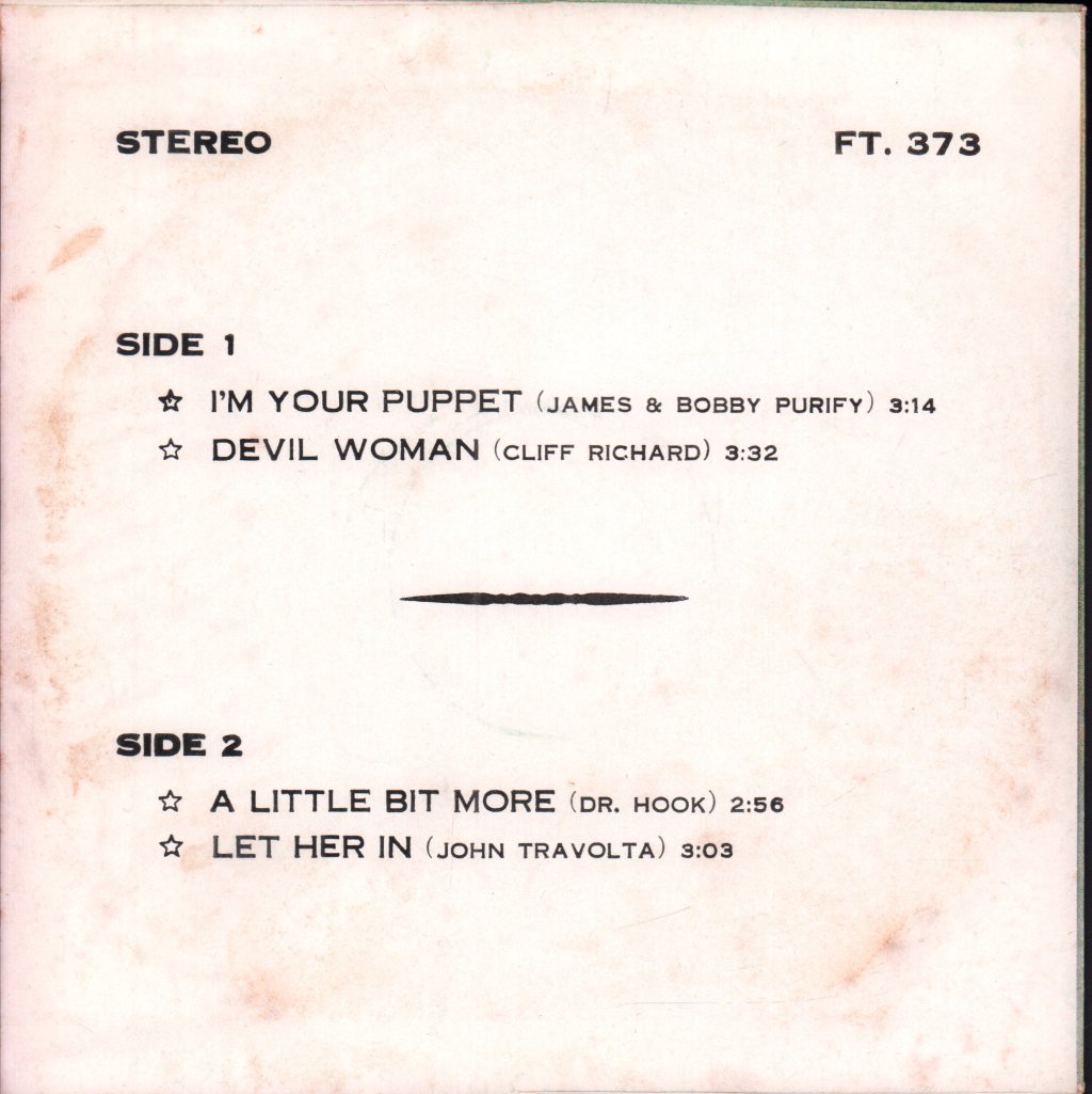 james and bobby purify / cliff richard / dr hook / john travolta - i'm your puppet - 7 Inch