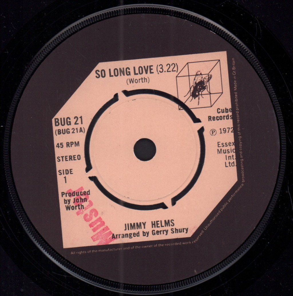 Jimmy Helms - So Long Love - 7 Inch