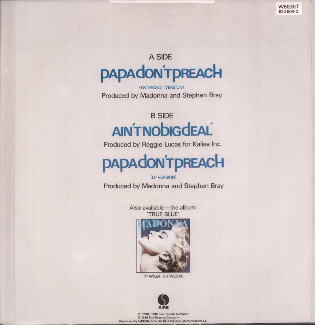 Madonna - Papa Don't Preach (Extended Version) - 12 Inch