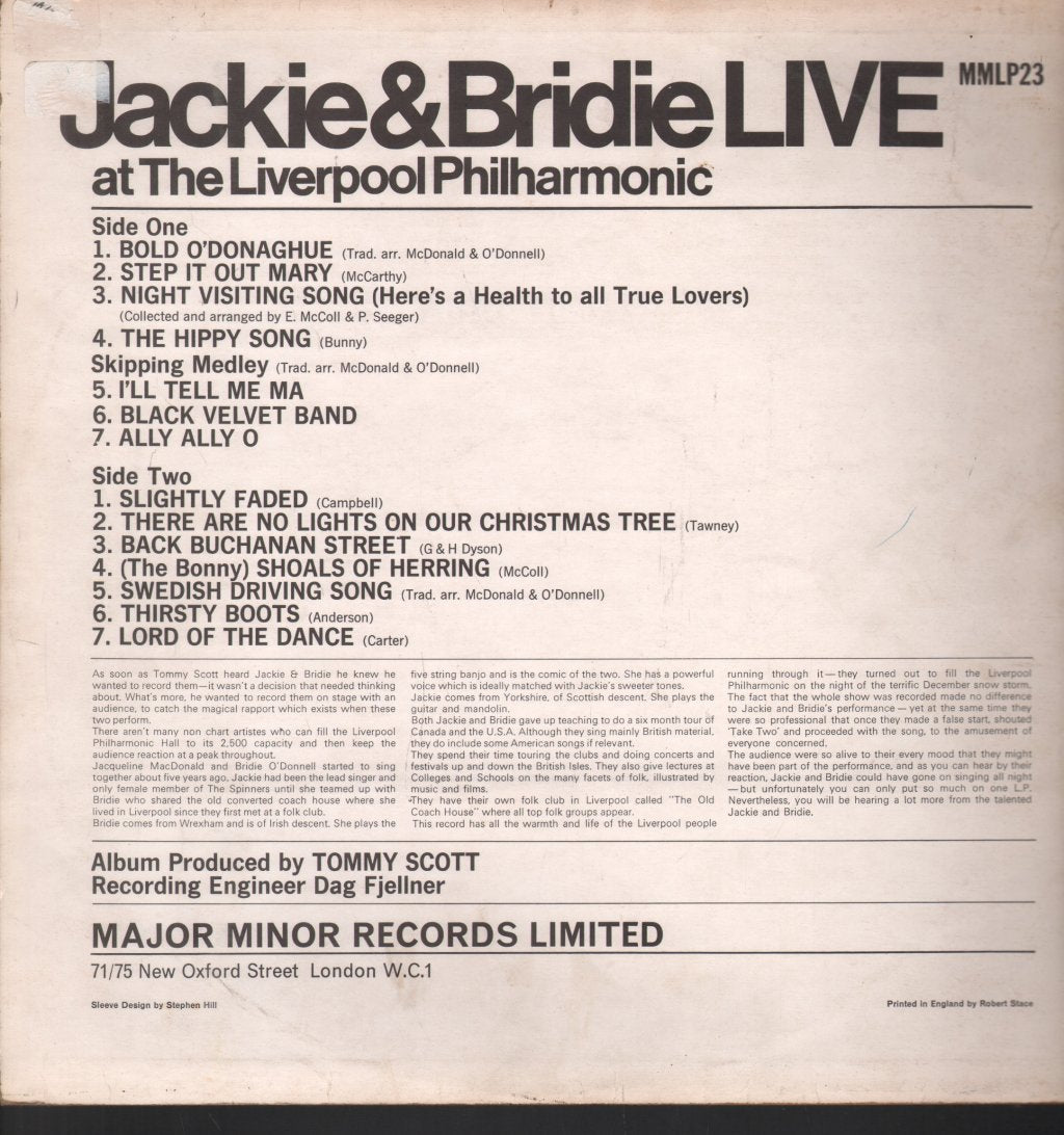 Jackie And Bridie - Live At The Liverpool Philharmonic - Lp