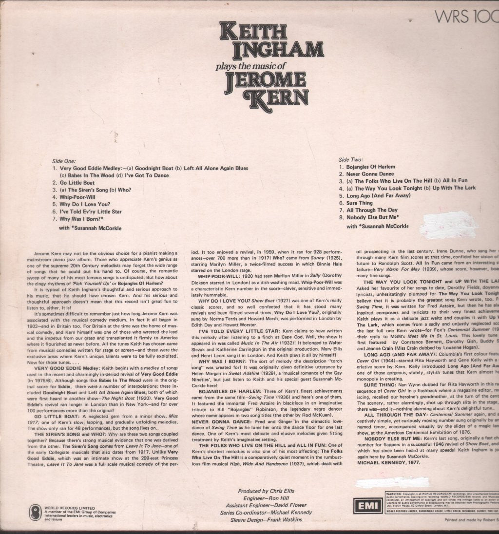 Keith Ingham - Keith Ingham Plays The Music Of Jerome Kern - Lp
