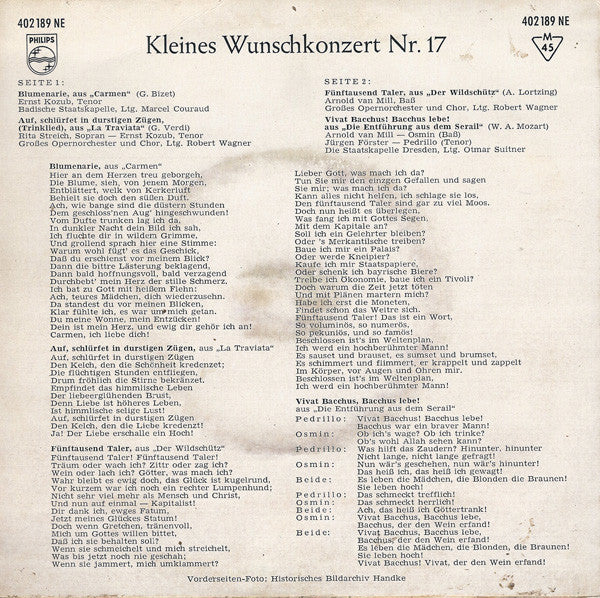 Various Artists - Kleines Wunschkonzert Nr. 17 - 7 Inch