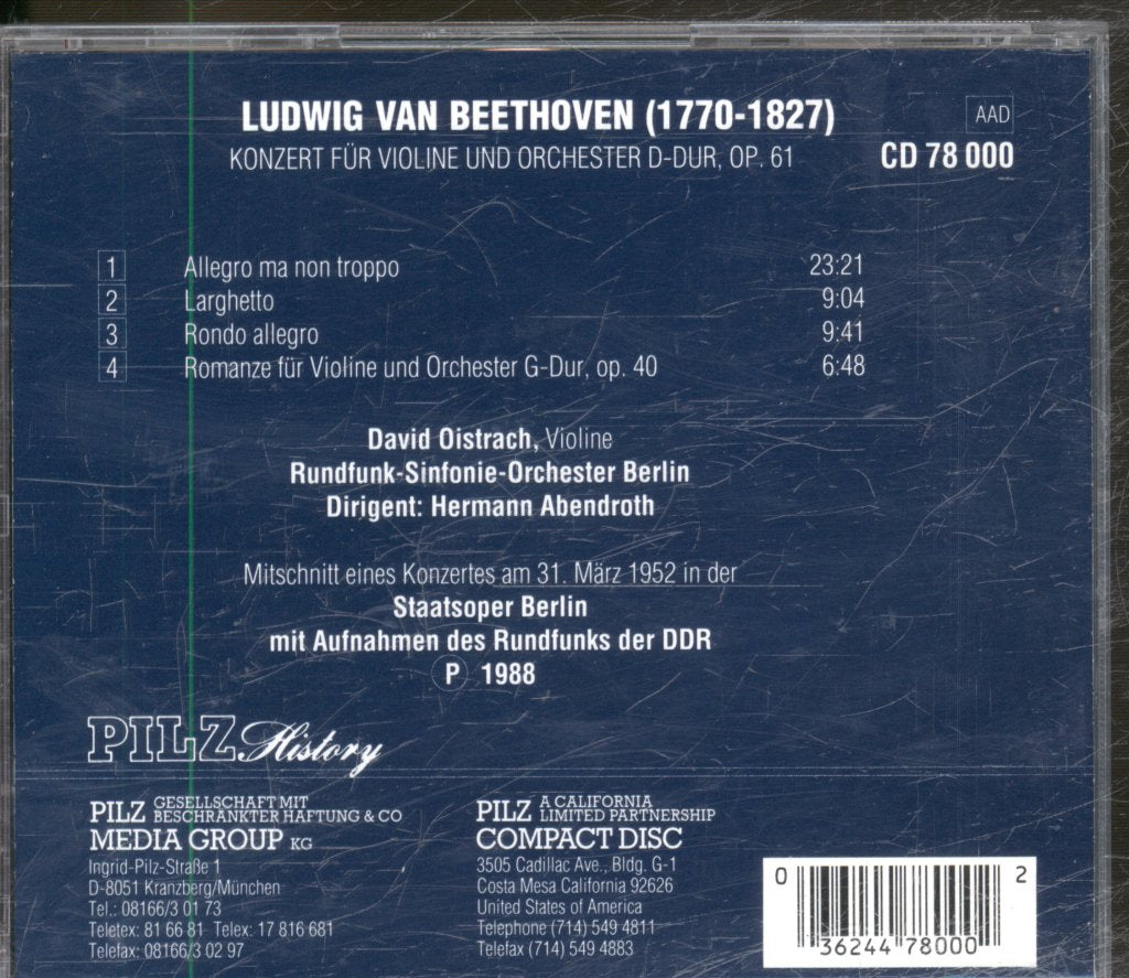 Hermann Abendroth - Beethoven - Konzert Für Violine Und Orchester D-Dur Op 61 - Cd