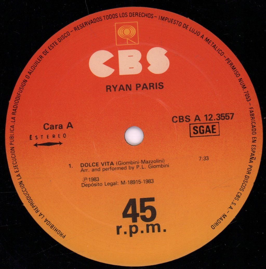 Ryan Paris - Dolce Vita - 12 Inch