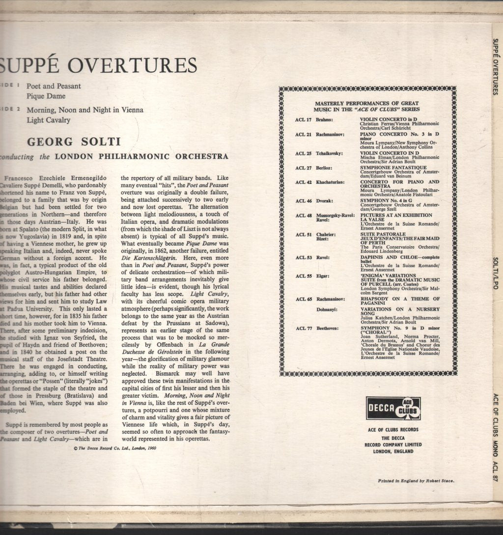 Georg Solti / London Philharmonic Orchestra - Suppé Overtures - Lp
