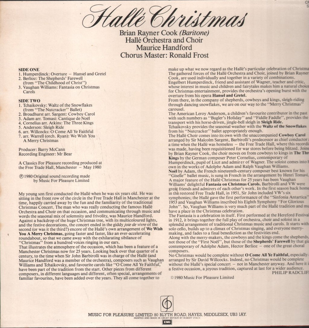 Halle Orchestra / Brian Rayner Cook / Maurice Handford - Halle Christmas - Lp