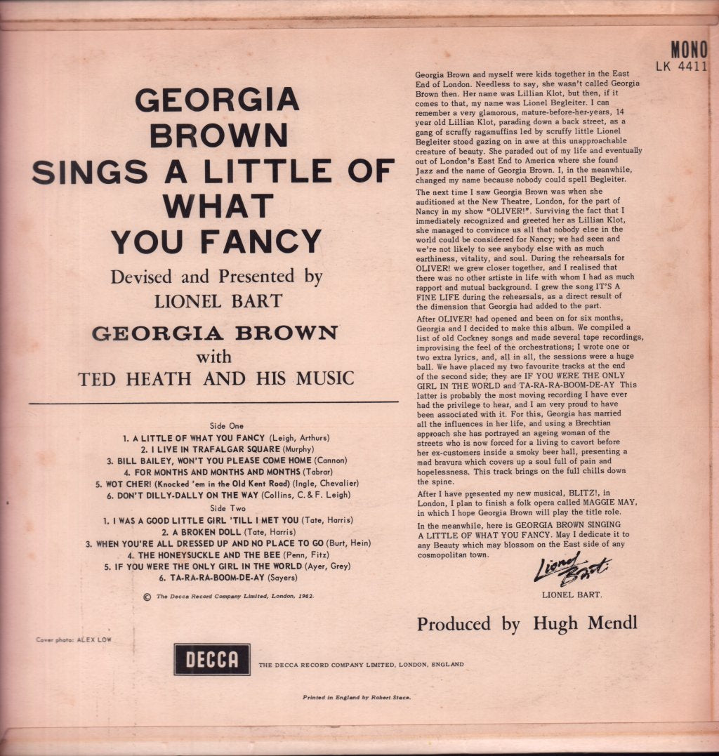Georgia Brown - Sings A Little Of What You Fancy - Lp