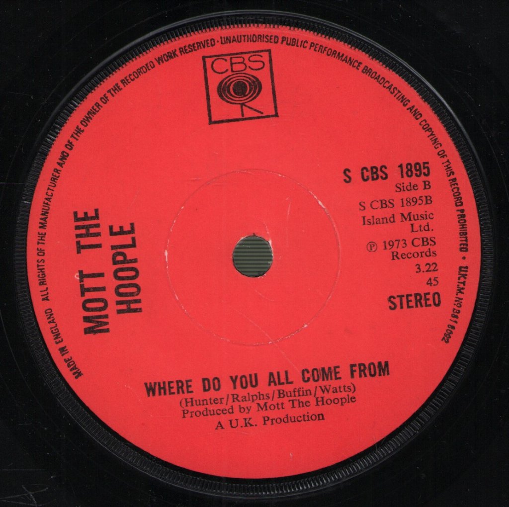 Mott The Hoople - Roll Away The Stone - 7 Inch